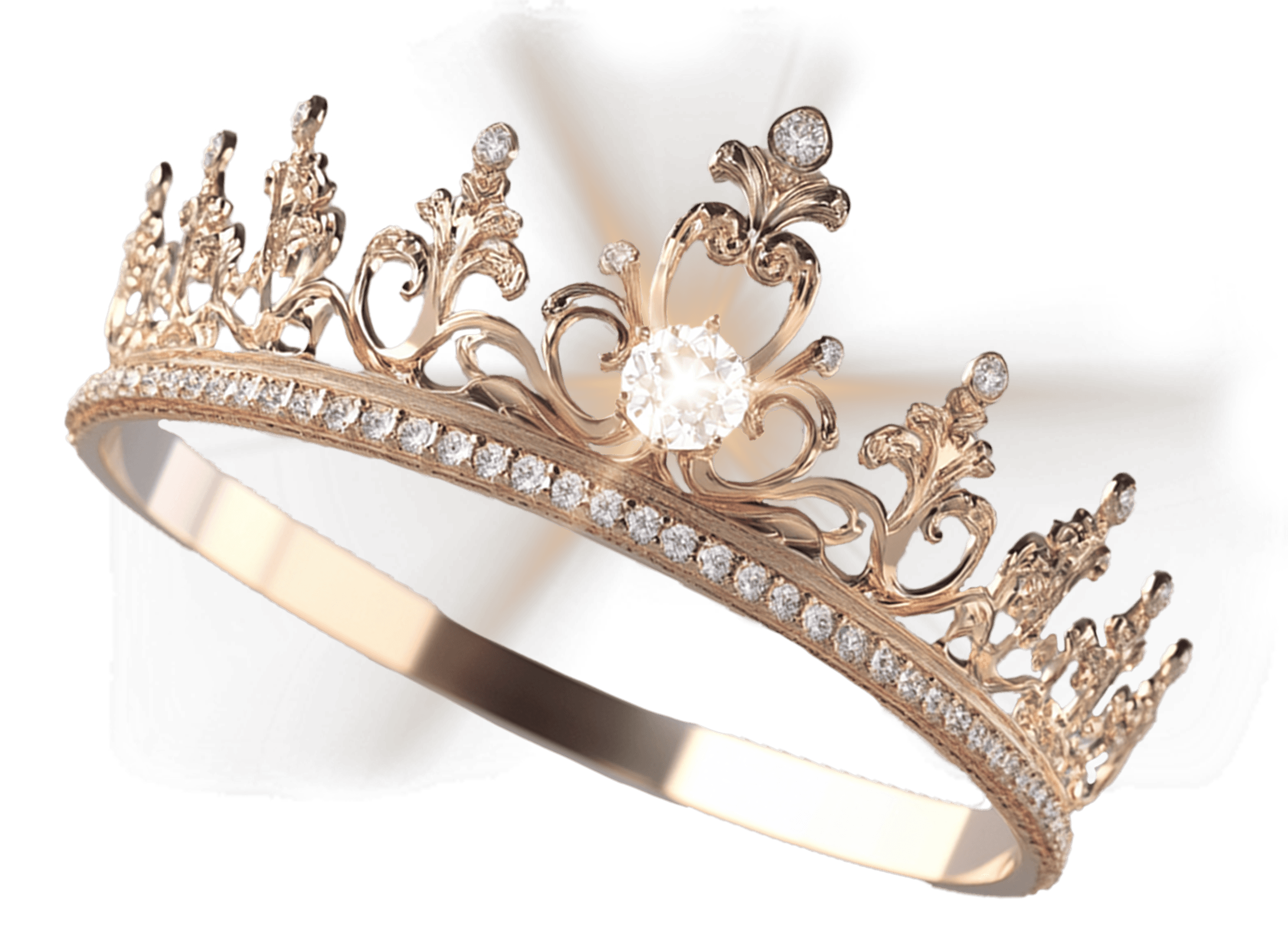 Gold crown with a shining diamond in the centre of its fixtures